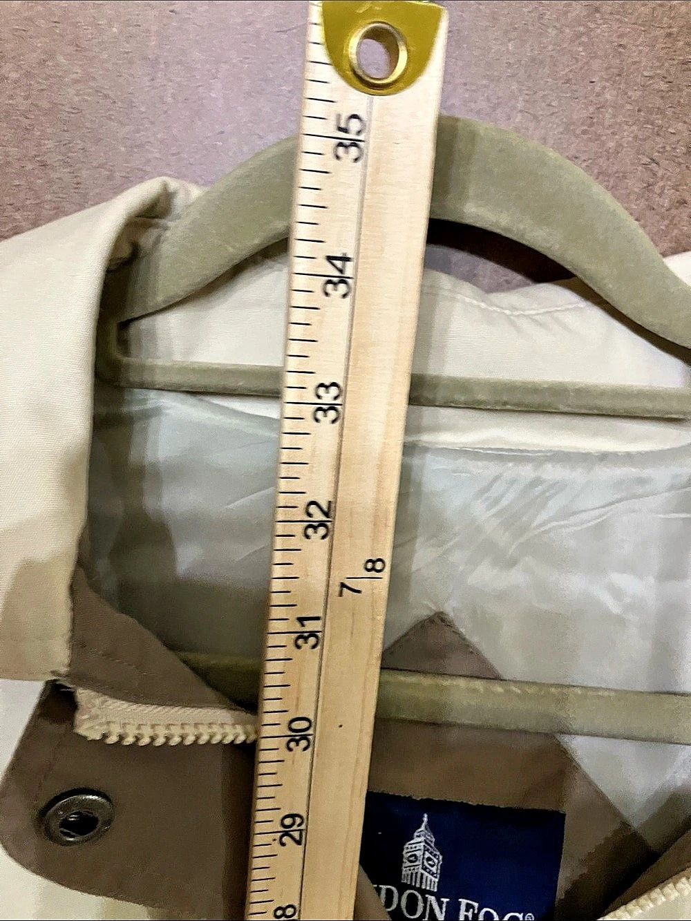 London Fog Limited Edition Hooded Utility Jacket in Cream Size Medium - Picture 6 of 9